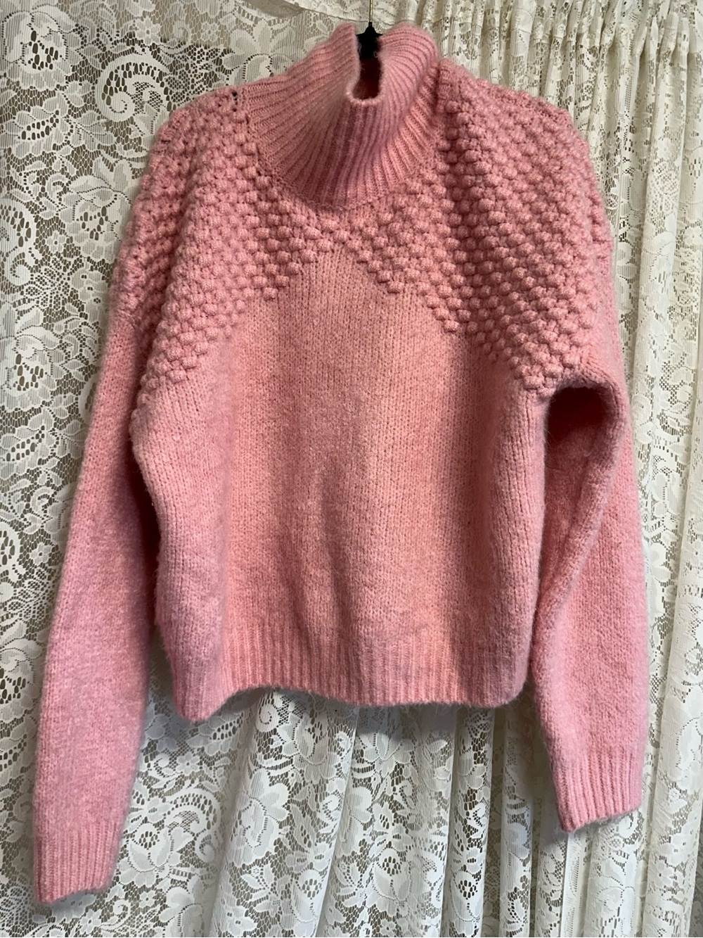 Free People Bradley Knit Pink Turtleneck Pullover Sweater